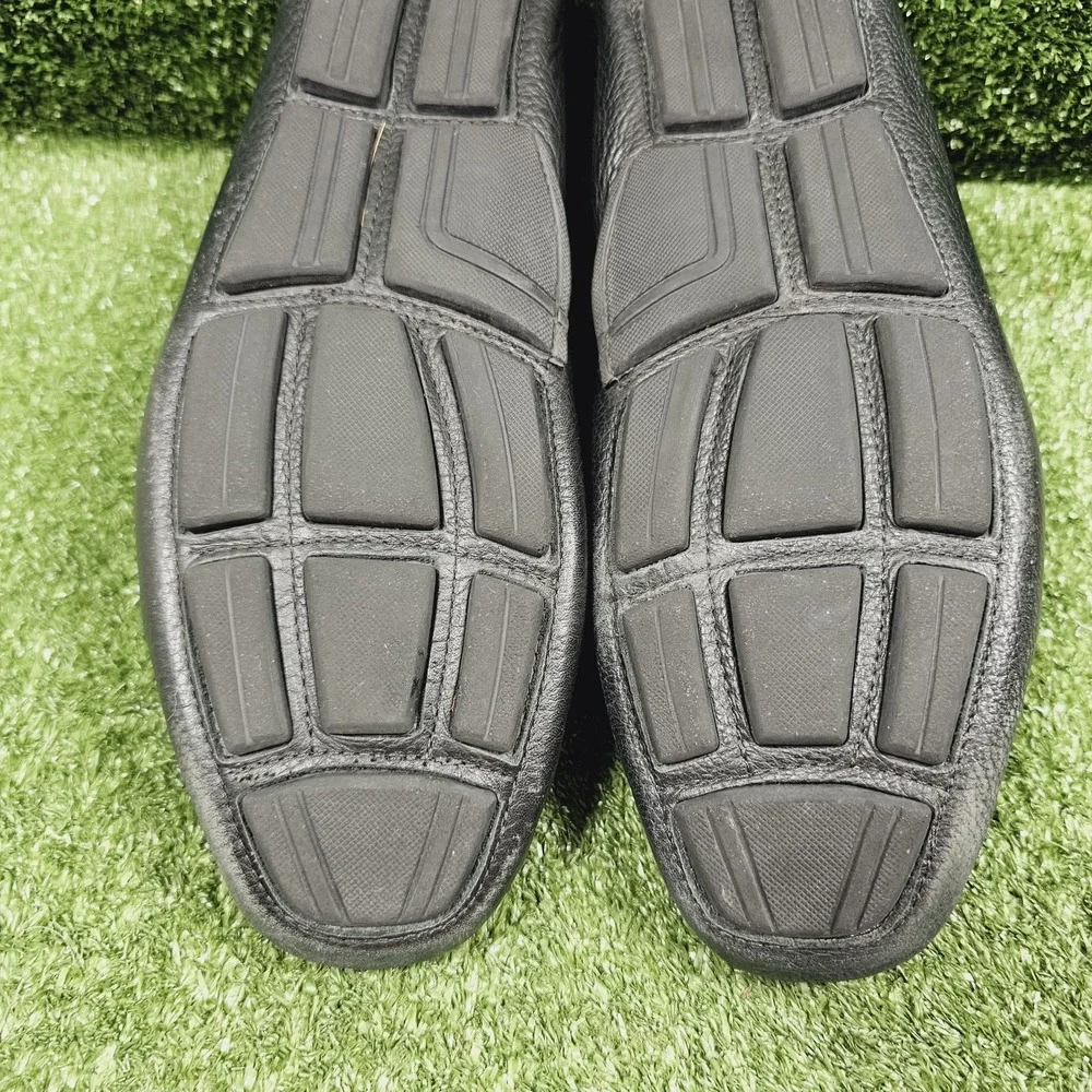 Saks Fifth Avenue Black Pebbled Leather Bit Driving Loafers Mens Size 13 M